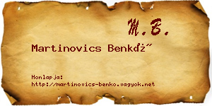 Martinovics Benkő névjegykártya